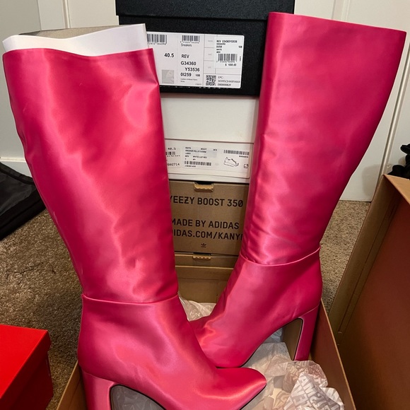 Steve Madden Shoes Steve Madden Ambrose Pink Satin Boot Poshmark
